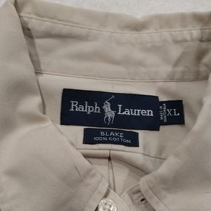 Ralph Lauren xxl Long sleeve button down light tan khaki men's shirt